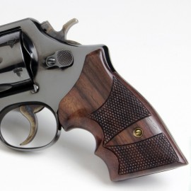 S&W K/L Frame Square Butt - Genuine Rosewood CHECKERED Secret Service Grips