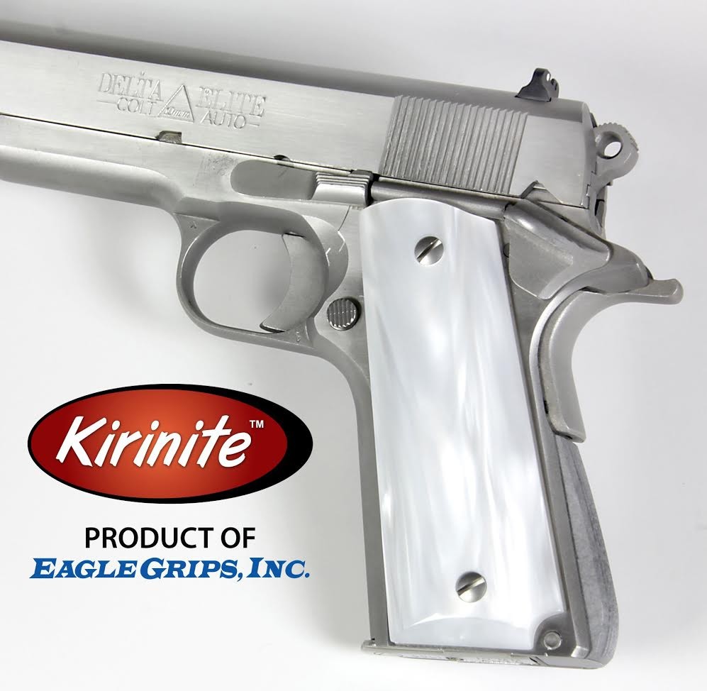 New Colt 1911 Full Size Grips Simulated White Pearl Med Silver color # Random1 