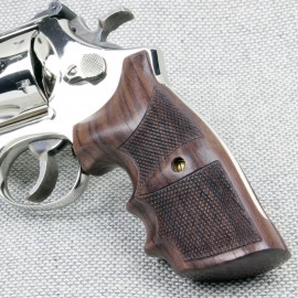 S&W K/L Frame Square Butt Rosewood Finger Position Grips Checkered