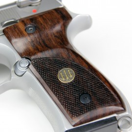 Beretta 92/M9 GENUINE ROSEWOOD Thumbrest Grips - CHECKERED w/Beretta medallions