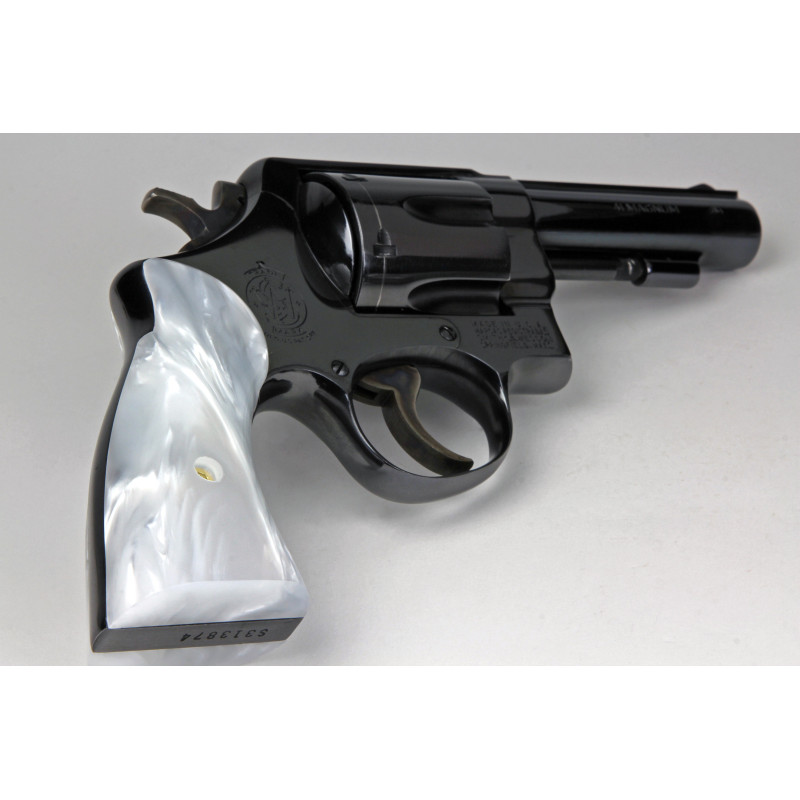 Handmade Smooth White Pearl Resin Grips For S&W J-Frame Square Butt Revolvers