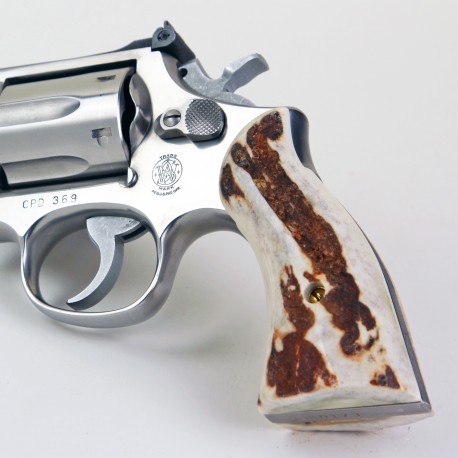 S&W N Frame Square Butt Sambar Stag Grips