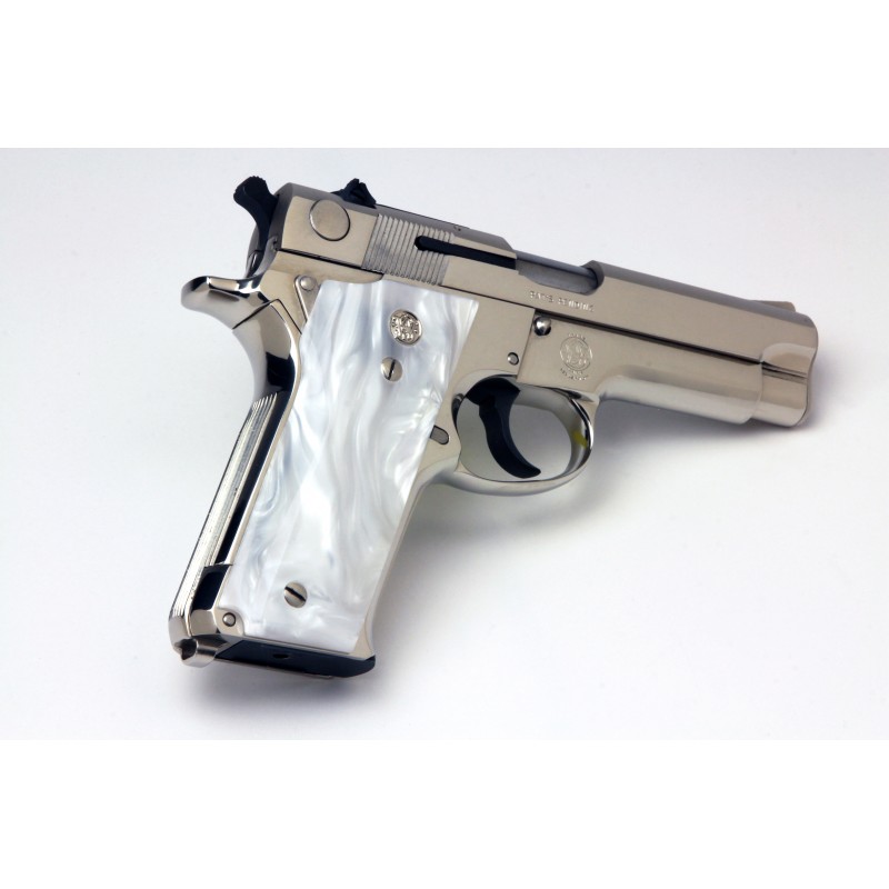 RESIN WHITE PEARL SMITH AND WESSON 59 HANDCRAFT HANDMADE GRIPS PISTOL 
