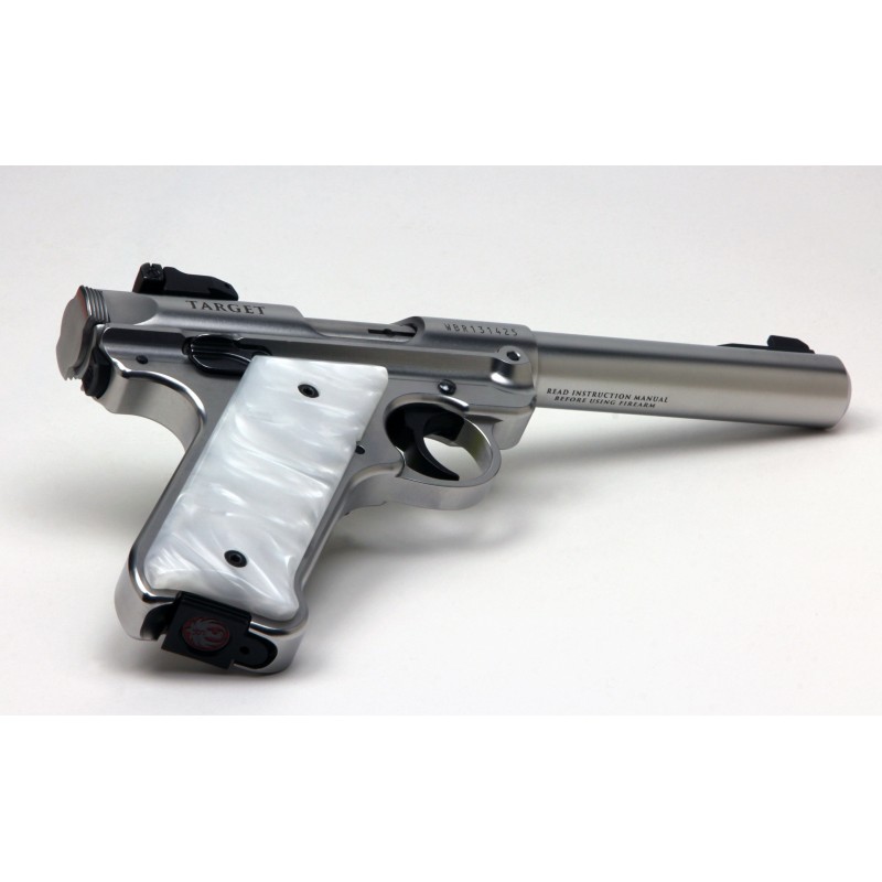 Black & Silver Pearl Ruger Mark IV 22/45 Grips 