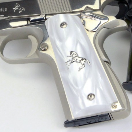 1911 Kirinite® White Pearl Grips w/Rampant Colt Inlay