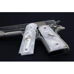 1911 Kirinite® White Pearl Grips w/Rampant Colt Inlay
