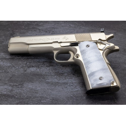 1911 Kirinite® White Pearl "NEW" Reactive Checkered Grips