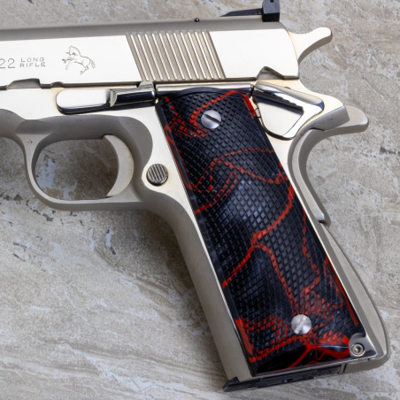 1911 Kirinite® Lava Flow "NEW" Reactiv Checkered Grips