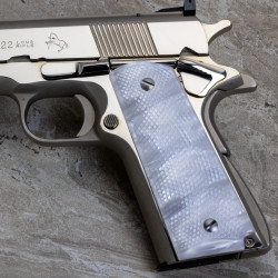 1911 Kirinite® White Pearl "NEW" Reactive Checkered Grips