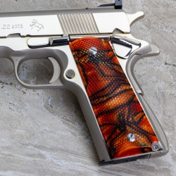 1911 Kirinite® Bengal Tiger "NEW" Reactive Checkered Grips