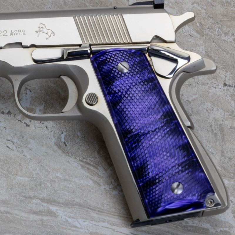 1911 Kirinite® Wicked Purple "NEW" Reactive Checkered Grips 1911 Kirinite® Wicked Purple "NEW" Reactive Checkered Grips