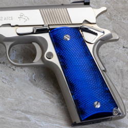 1911 Kirinite® Blue Pearl "NEW" Reactive Checkered Grips