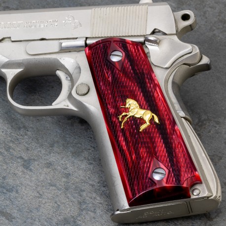 1911 Kirinite® Red Pearl Grips w/Rampant Colt Inlay