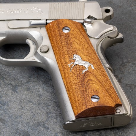 1911 Cherry Grips w/Rampant Colt Silver Inlay