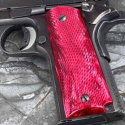 1911 Kirinite® Red Pearl "NEW" Reactive Checkered Grips