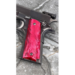 1911 Kirinite® Red Pearl "NEW" Reactive Checkered Grips